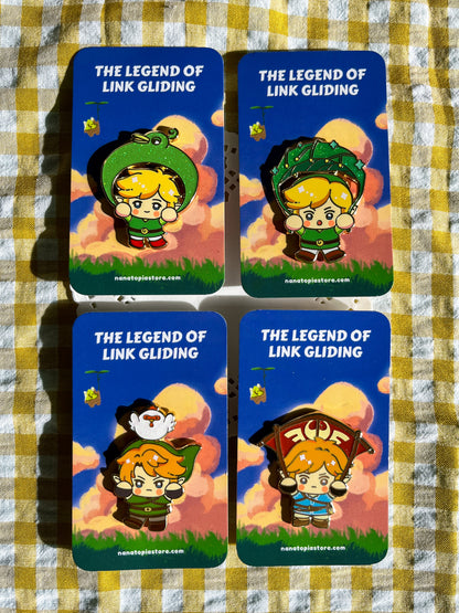 The Legend of Link Gliding Enamel Pins